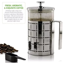 Coffee Makers Ovente 3-Cup Silver Borosilicate Glass Heat-Resistant Cafetiere French Press Coffee And Tea Maker With Free Measuring Scoop 11 Coffee Makers Ovente 3-Cup Silver Borosilicate Glass Heat-Resistant Cafetiere French Press Coffee And Tea Maker With Free Measuring Scoop -MegaChef Sales Shop silver ovente french presses fss27p 44 1000