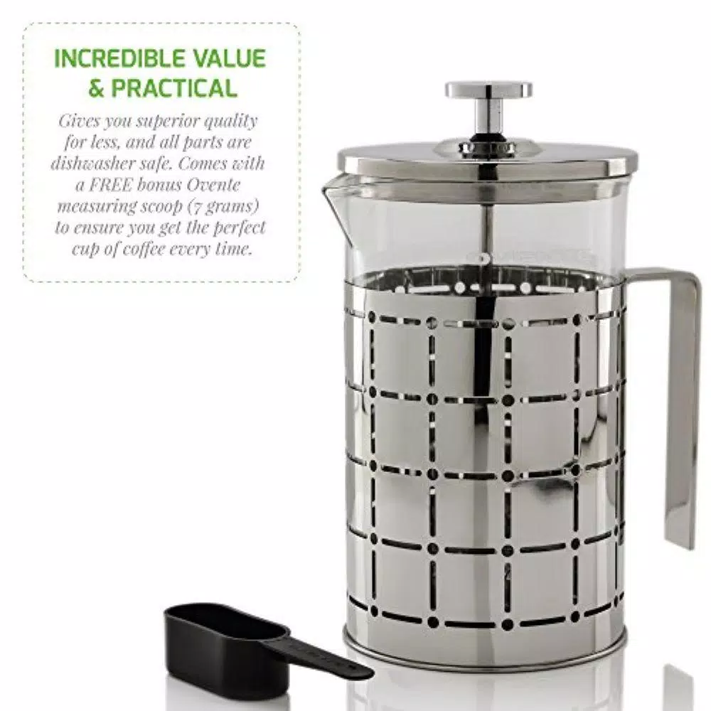 Coffee Makers Ovente 3-Cup Silver Borosilicate Glass Heat-Resistant Cafetiere French Press Coffee And Tea Maker With Free Measuring Scoop 3 Coffee Makers Ovente 3-Cup Silver Borosilicate Glass Heat-Resistant Cafetiere French Press Coffee And Tea Maker With Free Measuring Scoop - Image 3