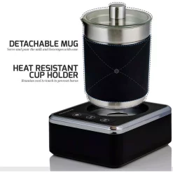 Coffee Makers Ovente 7 Oz. Stainless Steel Silver Coffee And Milk Frother With Induction Base -MegaChef Sales Shop silver ovente milk frothers fr2008s 4f 1000