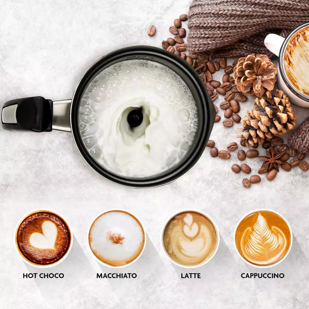 Coffee Makers Ovente 8 Oz. Silver Automatic Electric Milk Frother And Steamer Hot Or Cold Froth Functionality Foam Maker And Warmer 8 Coffee Makers Ovente 8 Oz. Silver Automatic Electric Milk Frother And Steamer Hot Or Cold Froth Functionality Foam Maker And Warmer - Image 8