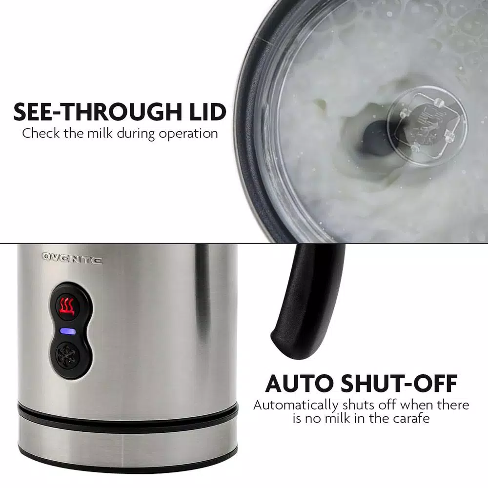 Coffee Makers Ovente 8 Oz. Silver Automatic Electric Milk Frother And Steamer Hot Or Cold Froth Functionality Foam Maker And Warmer 5 Coffee Makers Ovente 8 Oz. Silver Automatic Electric Milk Frother And Steamer Hot Or Cold Froth Functionality Foam Maker And Warmer - Image 5