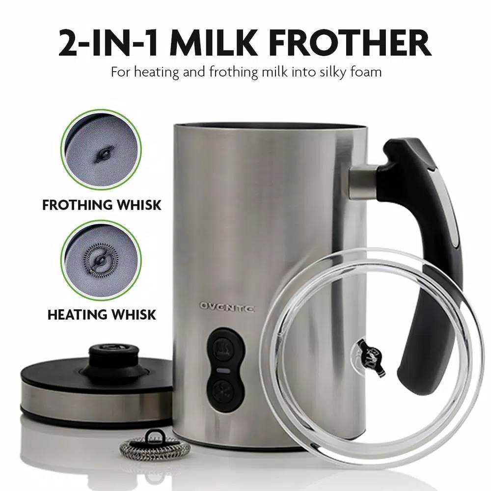 Coffee Makers Ovente 8 Oz. Silver Automatic Electric Milk Frother And Steamer Hot Or Cold Froth Functionality Foam Maker And Warmer 2 Coffee Makers Ovente 8 Oz. Silver Automatic Electric Milk Frother And Steamer Hot Or Cold Froth Functionality Foam Maker And Warmer - Image 2