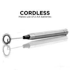 Coffee Makers Ovente Electric Stainless Steel Milk Frother Coffee, Hand Held, Silver (FRS1010S) -MegaChef Sales Shop silver ovente milk frothers frs1010s 4f 1000