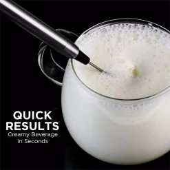 Coffee Makers Ovente Electric Stainless Steel Milk Frother Coffee, Hand Held, Silver (FRS1010S) -MegaChef Sales Shop silver ovente milk frothers frs1010s 76 1000