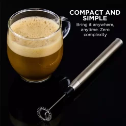 Coffee Makers Ovente Electric Stainless Steel Milk Frother Coffee, Hand Held, Silver (FRS1010S) -MegaChef Sales Shop silver ovente milk frothers frs1010s fa 1000