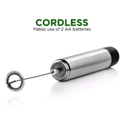 Coffee Makers Ovente Stainless Steel Milk Frother, Coffee Mixer Wand, Silver (FRS1020B) -MegaChef Sales Shop silver ovente milk frothers frs1020b 1f 1000