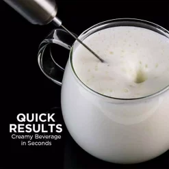 Coffee Makers Ovente Stainless Steel Milk Frother, Coffee Mixer Wand, Silver (FRS1020B) -MegaChef Sales Shop silver ovente milk frothers frs1020b 31 1000