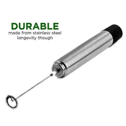 Coffee Makers Ovente Stainless Steel Milk Frother, Coffee Mixer Wand, Silver (FRS1020B) -MegaChef Sales Shop silver ovente milk frothers frs1020b 44 1000