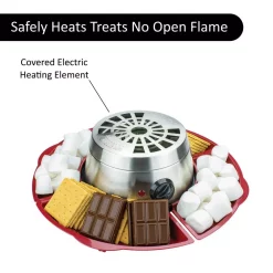 Dessert Makers Brentwood Appliances Silver/Red Indoor Electric Stainless Steel S’mores Maker With 4-Trays And 4-Roasting Forks -MegaChef Sales Shop silver red brentwood appliances specialty dessert makers ts 603 1f 1000