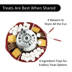 Dessert Makers Brentwood Appliances Silver/Red Indoor Electric Stainless Steel S’mores Maker With 4-Trays And 4-Roasting Forks -MegaChef Sales Shop silver red brentwood appliances specialty dessert makers ts 603 4f 1000