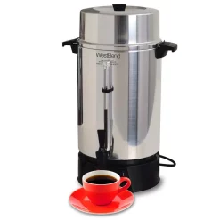 Coffee Makers West Bend 100-Cup Silver Aluminum With Quick Brewing NSF Certified Commercial Coffee Urn Features Automatic Temperature Control -MegaChef Sales Shop silver west bend coffee urns 33600 1f 1000