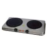 Food Warmers MegaChef Portable 2-Burner 7.5 In. Sleek Steel Hot Plate With Temperature Control