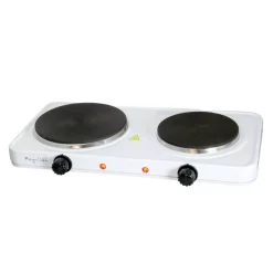 Food Warmers MegaChef Portable 2-Burner 7.25 In. Sleek White Hot Plate With Temperature Control -MegaChef Sales Shop sleek white megachef hot plates 985103789m c3 1000