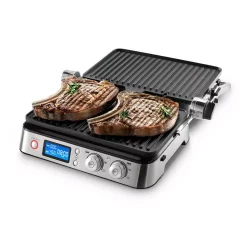 Electric Skillets & Indoor Grills DeLonghi Livenza All-Day 261 Sq. In. Stainless Steel Indoor Grill -MegaChef Sales Shop stainless delonghi indoor grills cgh1030d fa 1000