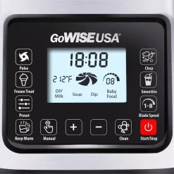 Blenders GoWISE USA High-Speed Premier Cooking 59 Oz. 8-Speed Stainless Steel Glass Pitcher Blender -MegaChef Sales Shop stainless look gowise usa countertop blenders gw22501 1f 1000