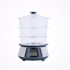 Cookers Magic Chef 3-Tier 12 Qt. Stainless Steel Countertop Food Steamer And Rice Cooker
