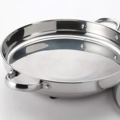 Electric Skillets & Indoor Grills AROMA 132 Sq. In. Stainless Steel Electric Skillet -MegaChef Sales Shop stainless steel aroma electric skillets afp 1600s 1f 1000