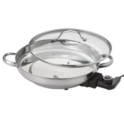Electric Skillets & Indoor Grills AROMA 132 Sq. In. Stainless Steel Electric Skillet