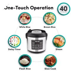 Cookers AROMA 20-Cup Silver Rice Cooker With Food Steamer And Slow Cooker Functions -MegaChef Sales Shop stainless steel aroma rice cookers arc 150sb 4f 1000