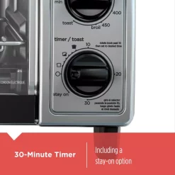 Toasters BLACK+DECKER 1150 W 4-Slice Black Stainless Steel Toaster Oven With Temperature Control -MegaChef Sales Shop stainless steel black black decker toaster ovens to1705sb 1d 1000