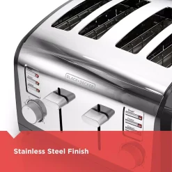 Toasters BLACK+DECKER 4-Slice Stainless Steel Wide Slot Toaster With Crumb Tray -MegaChef Sales Shop stainless steel black decker pop up toasters t4030 44 1000