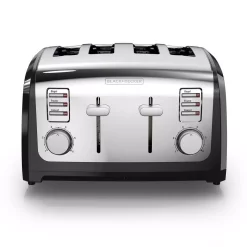 Toasters BLACK+DECKER 4-Slice Stainless Steel Wide Slot Toaster With Crumb Tray -MegaChef Sales Shop stainless steel black decker pop up toasters t4030 c3 1000