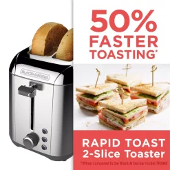 Toasters BLACK+DECKER Rapid Toast 2-Slice Stainless Steel Wide Slot Toaster -MegaChef Sales Shop stainless steel black decker pop up toasters tr3500sd 44 1000