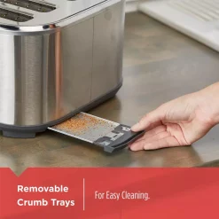 Toasters BLACK+DECKER 4-Slice Stainless Steel Extra-Wide Slot Toaster With Crumb Tray -MegaChef Sales Shop stainless steel black decker pop up toasters tr4300ssd 44 1000