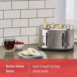 Toasters BLACK+DECKER 4-Slice Stainless Steel Extra-Wide Slot Toaster With Crumb Tray -MegaChef Sales Shop stainless steel black decker pop up toasters tr4300ssd fa 1000