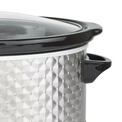 Cookers Brentwood Appliances Diamond 7 Qt. Stainless Steel Slow Cooker With Tempered Glass Lid -MegaChef Sales Shop stainless steel brentwood appliances slow cookers sc 157s 1f 1000