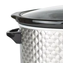 Cookers Brentwood Appliances Diamond 7 Qt. Stainless Steel Slow Cooker With Tempered Glass Lid -MegaChef Sales Shop stainless steel brentwood appliances slow cookers sc 157s c3 1000