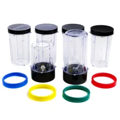 Blenders Ovente 12 Oz. Single Speed Clear Countertop Blender With Food Processor Attachment