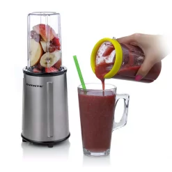 Blenders Ovente 12 Oz. Single Speed Clear Countertop Blender With Food Processor Attachment -MegaChef Sales Shop stainless steel countertop blenders hs517 76 1000
