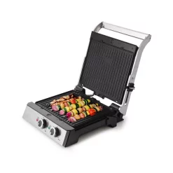 Electric Skillets & Indoor Grills Elite 99 Sq. In. Stainless Steel Indoor Grill And Griddle -MegaChef Sales Shop stainless steel elite indoor grills egl 139 fa 1000