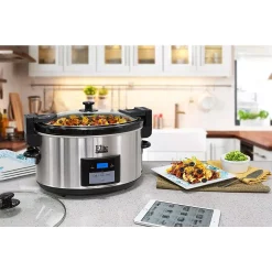 Cookers Elite Platinum 8.5 Qt. Stainless Steel Slow Cooker With Locking Lid -MegaChef Sales Shop stainless steel elite slow cookers mst 900vxd 44 1000