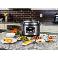 Cookers GoWISE USA Ovate 8.5 Qt. Stainless Steel Electric Pressure Cooker Oval With Accessories And 50-Recipes -MegaChef Sales Shop stainless steel gowise usa electric pressure cookers gw22708 31 1000