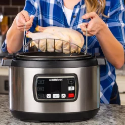 Cookers GoWISE USA Ovate 9.5 Qt. Stainless Steel Oval Electric Pressure Cooker With 6-Accessories And 50-Recipes -MegaChef Sales Shop stainless steel gowise usa electric pressure cookers gw22709 76 1000