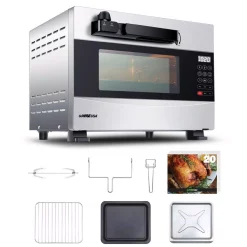 Toasters GoWISE USA 1600-Watts Stainless Steel 27 Qt. Electric Programmable Pressure Oven With Rotisserie Function And DIY Presets -MegaChef Sales Shop stainless steel gowise usa toaster ovens gw22710 c3 1000