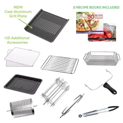 Toasters GoWISE USA 1700-Watts Electric Air Fryer Oven Grill Stainless Steel With Dual Heating Rotisserie And Dehydrator -MegaChef Sales Shop stainless steel gowise usa toaster ovens gw44805 76 1000