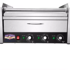 Electric Skillets & Indoor Grills Great Northern 9-Hot Dog 124 Sq. In. Stainless Steel Hot Dog Roller Grill With Bun Warmer And Cover -MegaChef Sales Shop stainless steel great northern indoor grills 5200 commercial dawg 9 44 1000