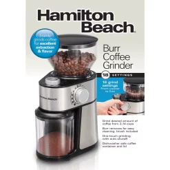Coffee Makers Hamilton Beach 16 Oz Stainless Steel Burr Coffee Grinder -MegaChef Sales Shop stainless steel hamilton beach coffee grinders 80385 1f 1000
