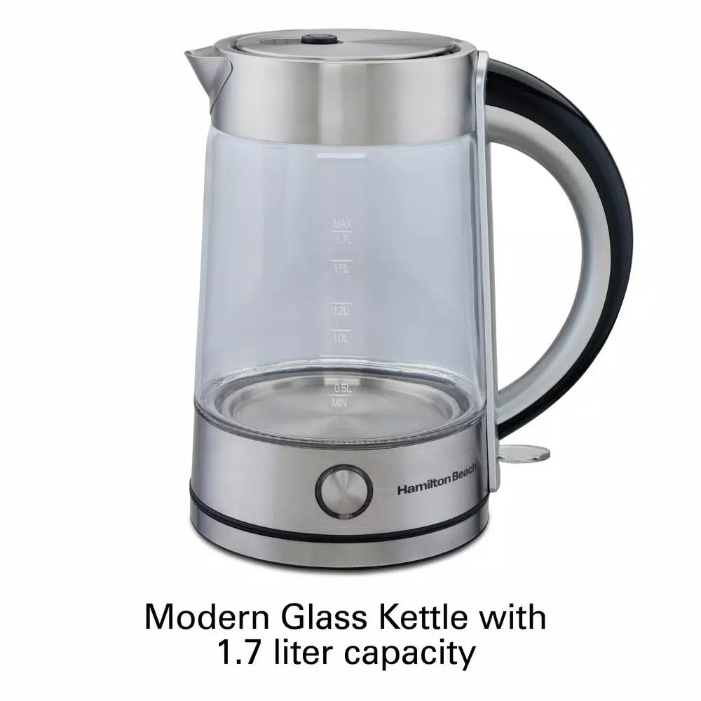 Electric Kettles Hamilton Beach 7-Cup Stainless Steel Modern Glass Kettle Electric 2 Electric Kettles Hamilton Beach 7-Cup Stainless Steel Modern Glass Kettle Electric - Image 2