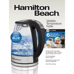Electric Kettles Hamilton Beach 7-Cup Stainless Steel Variable Temperature Kettle -MegaChef Sales Shop stainless steel hamilton beach electric kettles 40941 76 1000