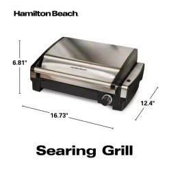 Electric Skillets & Indoor Grills Hamilton Beach Searing Grill 118 In. Stainless Steel Indoor Grill With Non-Stick Plates -MegaChef Sales Shop stainless steel hamilton beach indoor grills 25360 66 1000