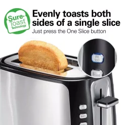 Toasters Hamilton Beach Sure Toast 800 W 2-Slice Stainless Steel Wide Slot Toaster -MegaChef Sales Shop stainless steel hamilton beach pop up toasters 22820 4f 1000