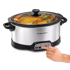 Cookers Hamilton Beach 7 Qt. Programmable Stainless Steel Slow Cooker With Built-In Timer And Temperature Settings -MegaChef Sales Shop stainless steel hamilton beach slow cookers 33473 44 1000