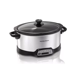 Cookers Hamilton Beach 7 Qt. Programmable Stainless Steel Slow Cooker With Built-In Timer And Temperature Settings