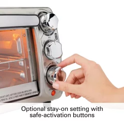 Toasters Hamilton Beach 1100-Watt 4-Slice Stainless Steel Toaster Oven -MegaChef Sales Shop stainless steel hamilton beach toaster ovens 31143 1d 1000