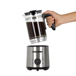 Coffee Makers KALORIK Bartista 3-Cup Stainless Steel Electric French Press Coffee Maker -MegaChef Sales Shop stainless steel kalorik drip coffee makers drm 45395 ss 1f 1000