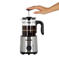 Coffee Makers KALORIK Bartista 3-Cup Stainless Steel Electric French Press Coffee Maker -MegaChef Sales Shop stainless steel kalorik drip coffee makers drm 45395 ss 4f 1000